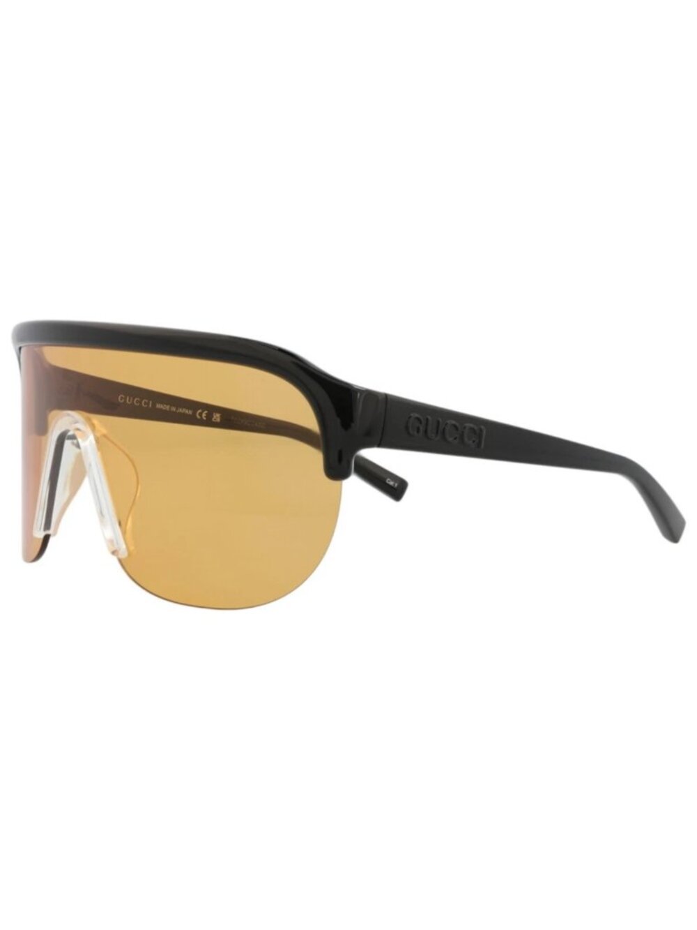 New Gucci Women's Sunglasses Shield Wrap Injection Frame Mens Black Black Orange
